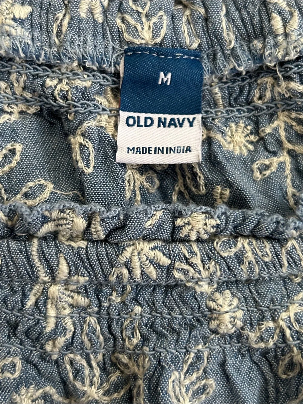 Old Navy Light Blue Floral Square-Neck Puff Sleeve Dress Casual Summer Fall